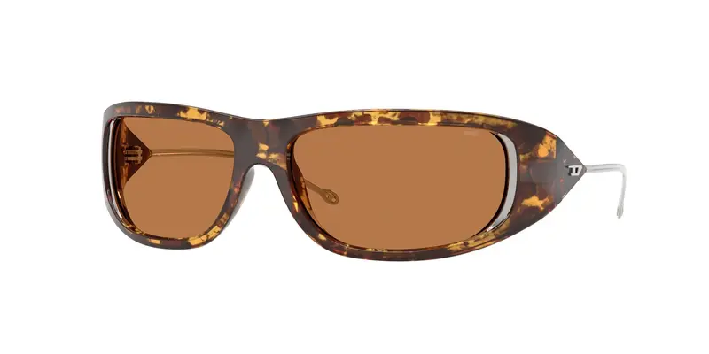 DIESEL Unisex DL3001  201373 Occhiali da sole Iniettato Tartaruga Marrone Rotonda Normale