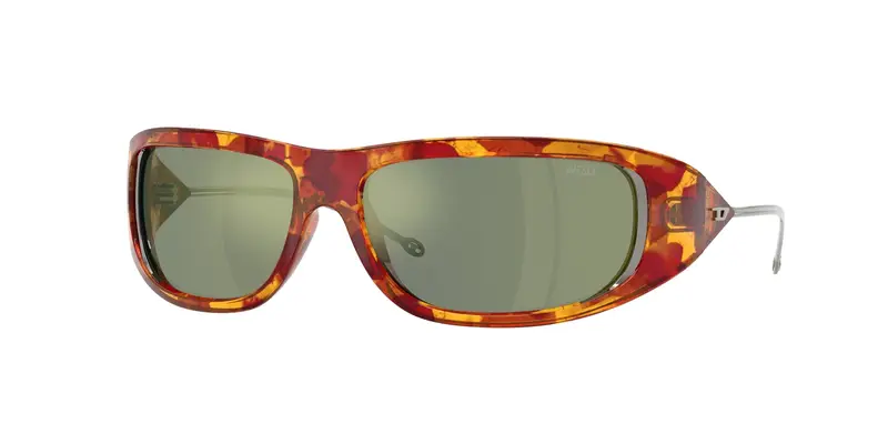 DIESEL Unisex DL3001  20236R Occhiali da sole Iniettato Rosso Verde Rotonda Normale