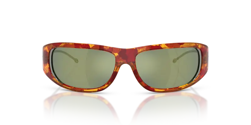 DIESEL Unisex DL3001 20236R Occhiali da sole Iniettato Rosso Verde Rotonda Normale miniatura 2