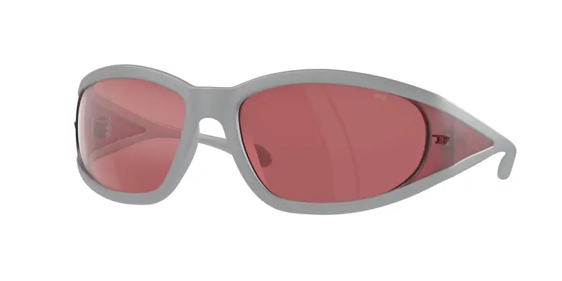 DIESEL Unisex DL3002  505SB5 Occhiali da sole Iniettato Grigio Rosso Pillow Normale