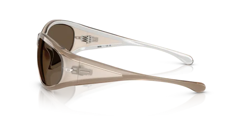 DIESEL Unisex DL3002 510/73 Occhiali da sole Iniettato Beige Marrone Pillow Normale miniatura 3