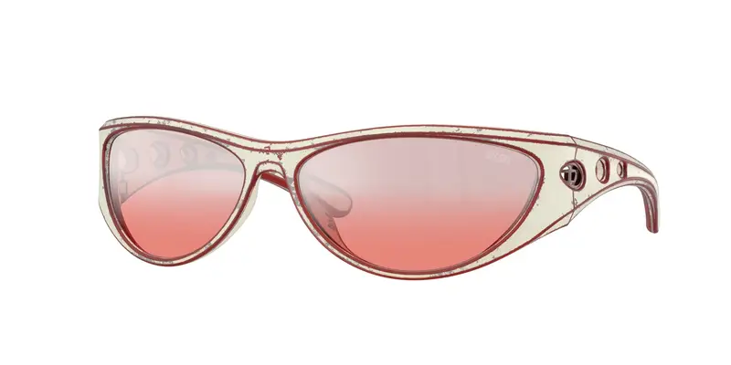 DIESEL Unisex DL3004U  20107E Occhiali da sole Iniettato Bianco Rosso Cat Eye Normale Sfumato