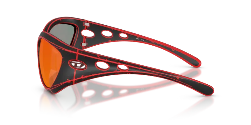 DIESEL Unisex DL3007U 20096P Occhiali da sole Iniettato Rosso Rosso Cat Eye Specchiate miniatura 3