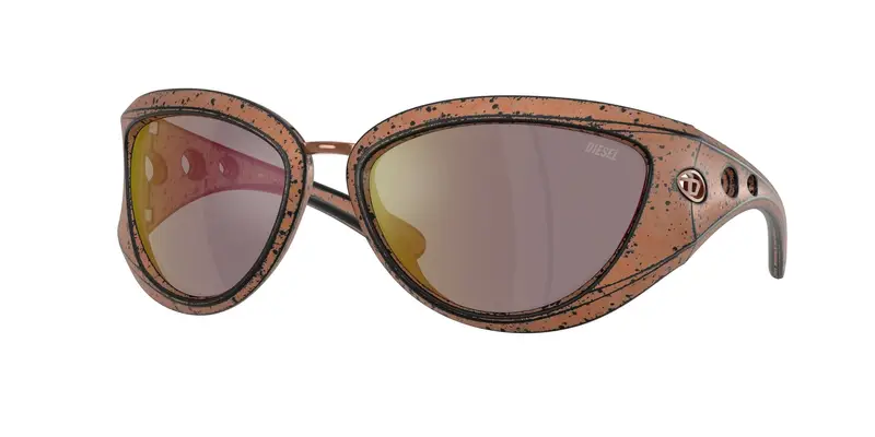 DIESEL Unisex DL3007U  20114Z Occhiali da sole Iniettato Bronzo Marrone Cat Eye Normale Specchiato