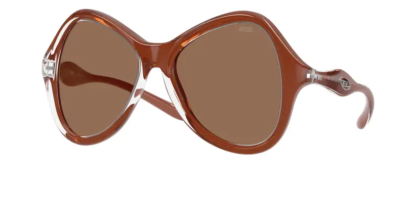 Unisex DL3010U 203373 Occhiali da sole Iniettato Trasparente Marrone Cat Eye Normale