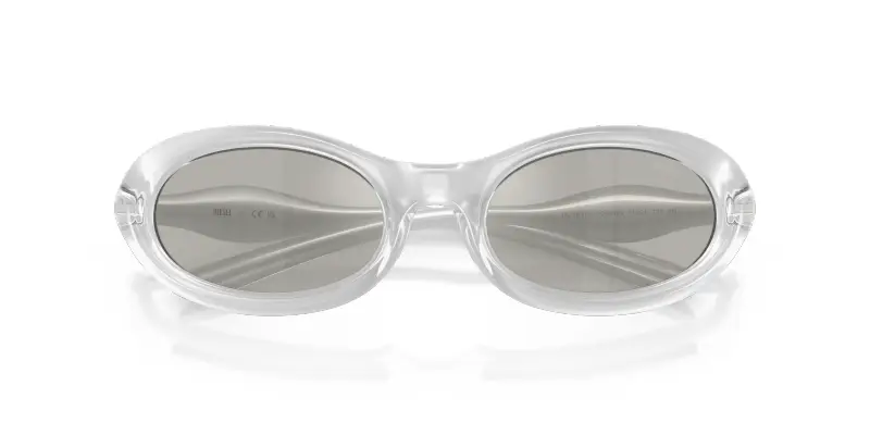 Unisex DL3011U 20296G Occhiali da sole Iniettato Trasparente Grigio Rotonda Specchiate miniatura 2