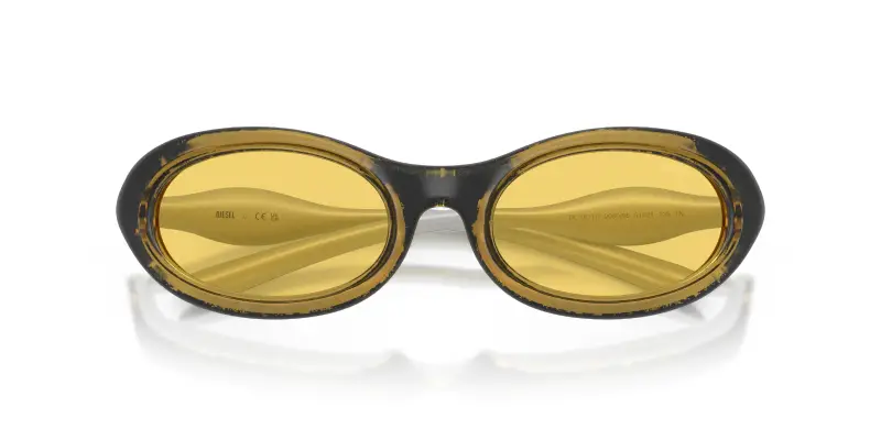 Unisex DL3011U 203085 Occhiali da sole Iniettato Giallo Giallo Rotonda Normale miniatura 2