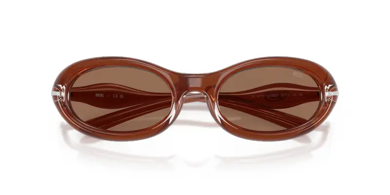 Unisex DL3011U 203373 Occhiali da sole Iniettato Trasparente Marrone Rotonda Normale miniatura 2