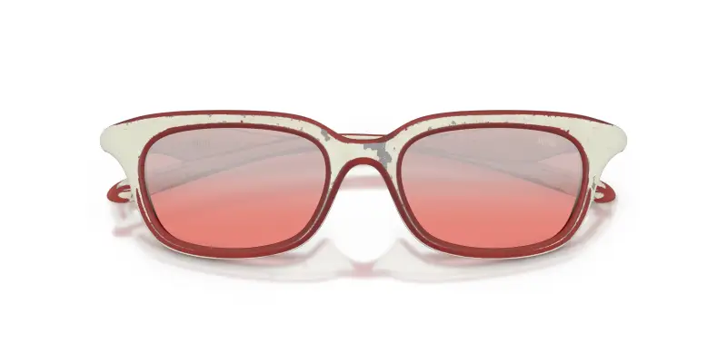 Unisex DL3013U 20107E Occhiali da sole Iniettato Bianco Rosso Squadrata Specchiate Sfumato miniatura 2