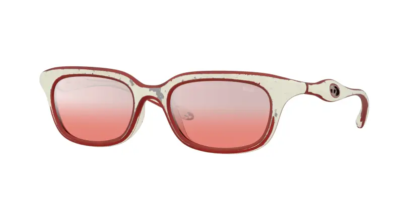Unisex DL3013U 20107E Occhiali da sole Iniettato Bianco Rosso Squadrata Specchiate Sfumato