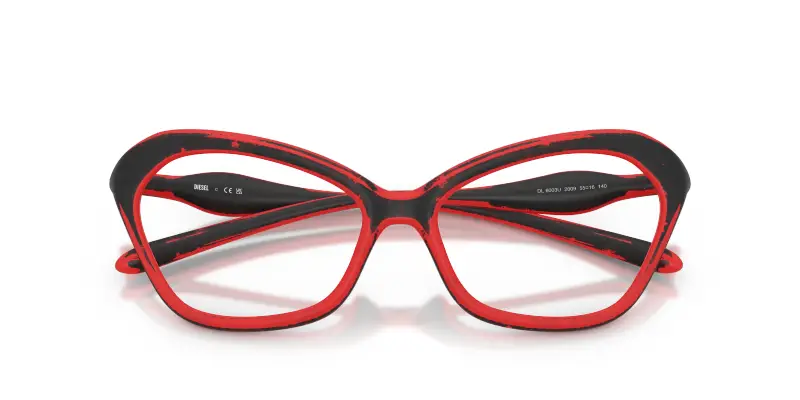 Unisex DL6003U 2009 Montature da vista Iniettato Rosso Trasparente Cat Eye Normale miniatura 2