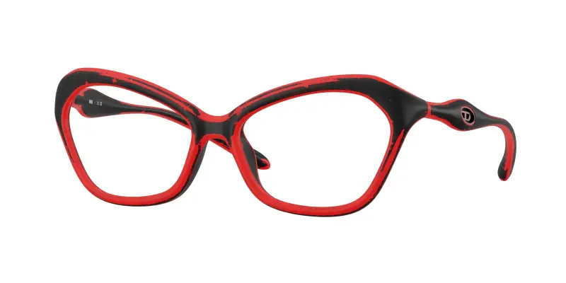 Unisex DL6003U 2009 Montature da vista Iniettato Rosso Trasparente Cat Eye Normale