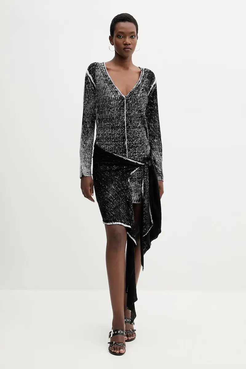 vestito di lino EGANKNOT colore nero A18864.0BJBR