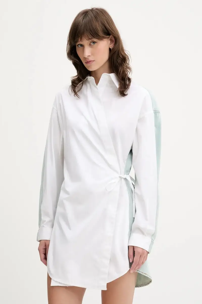 vestito in cotone D-ELPHI-DEN DRESS colore bianco A17387.0CBCP