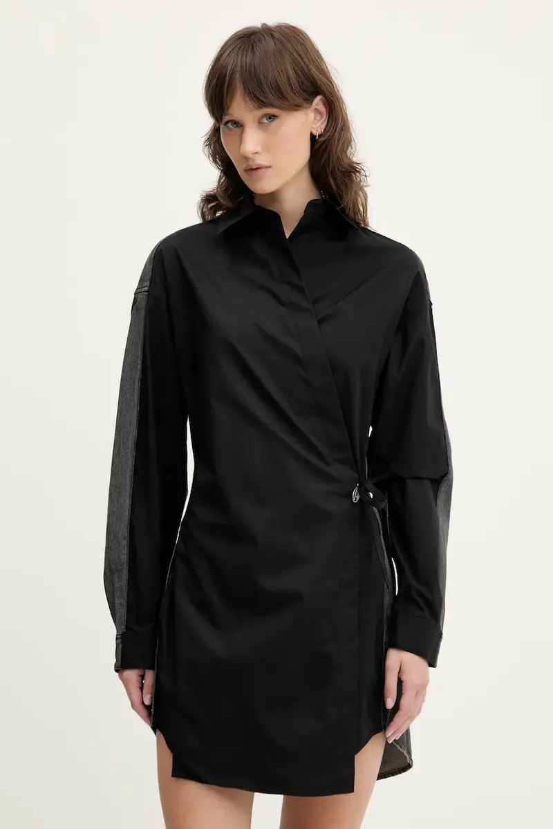 vestito in cotone D-ELPHI-DEN DRESS colore nero A17387.0CBCP