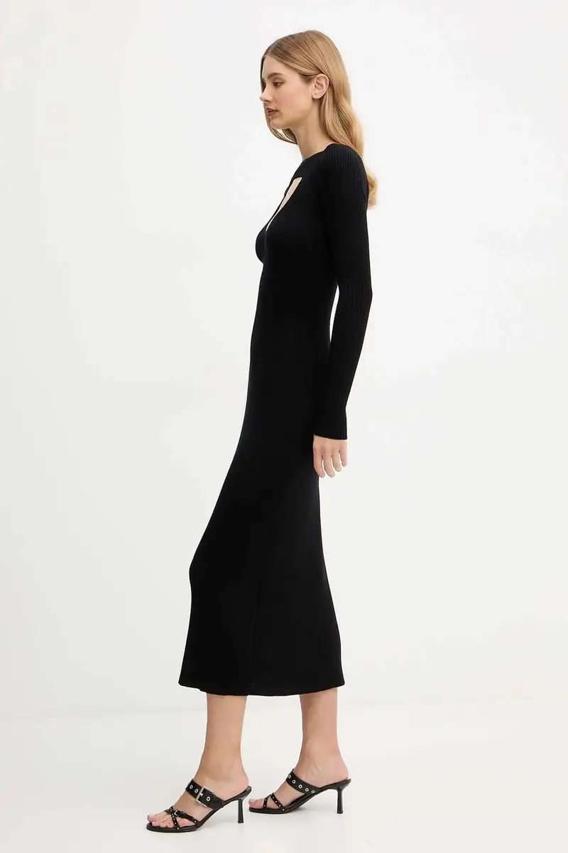 vestito in lana OLONI colore nero A18905.0PLBF miniatura 2