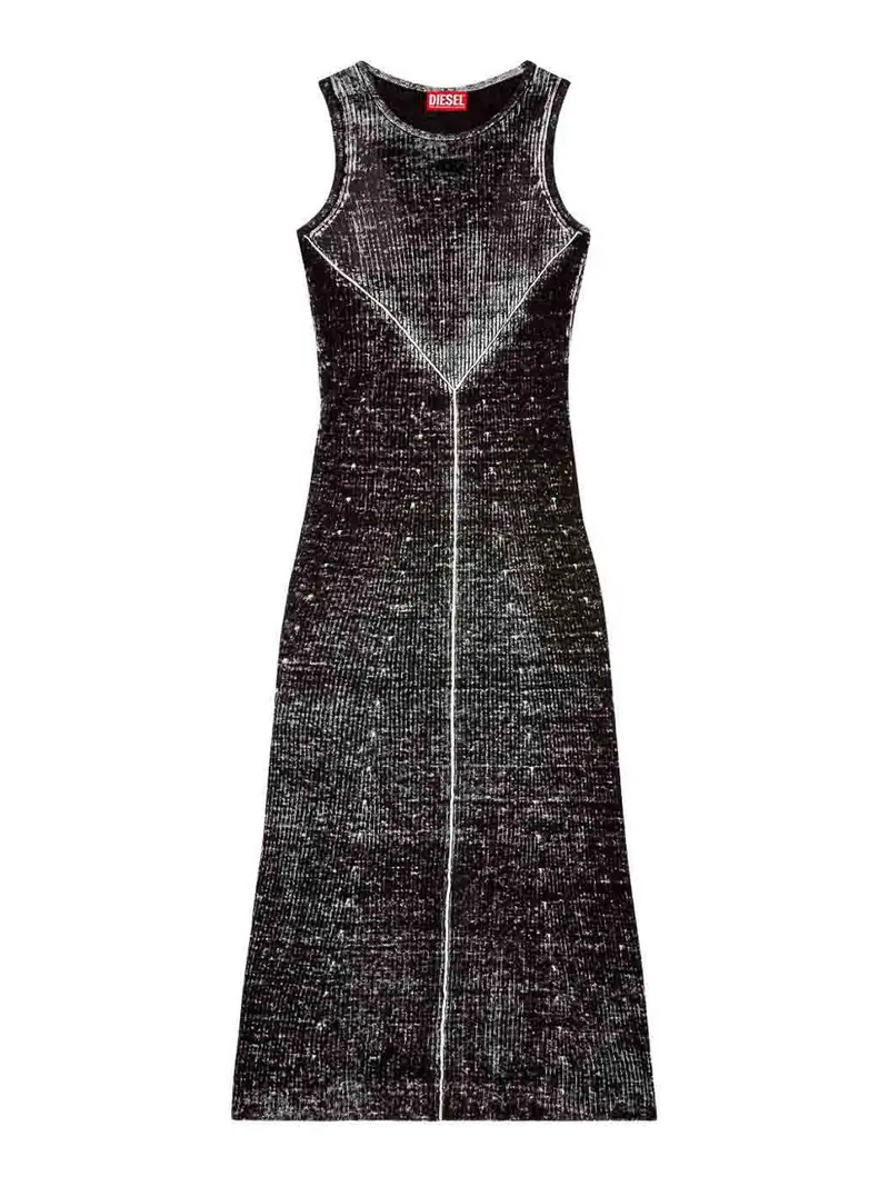 Vestito midi in filato di lino nero