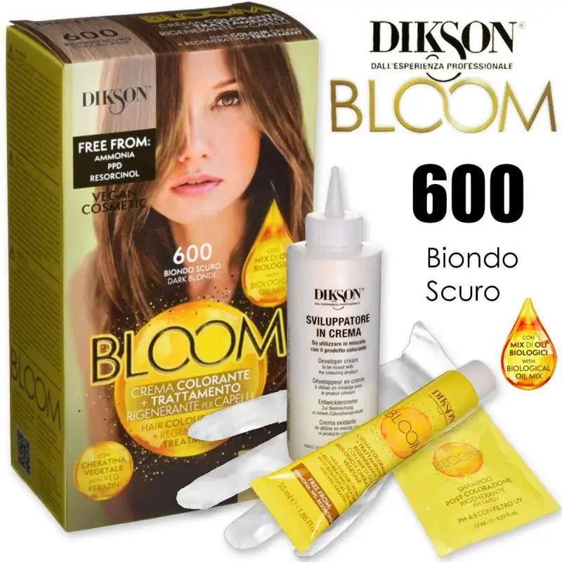 bloom crema colorante con cheratina 600 biondo scuro