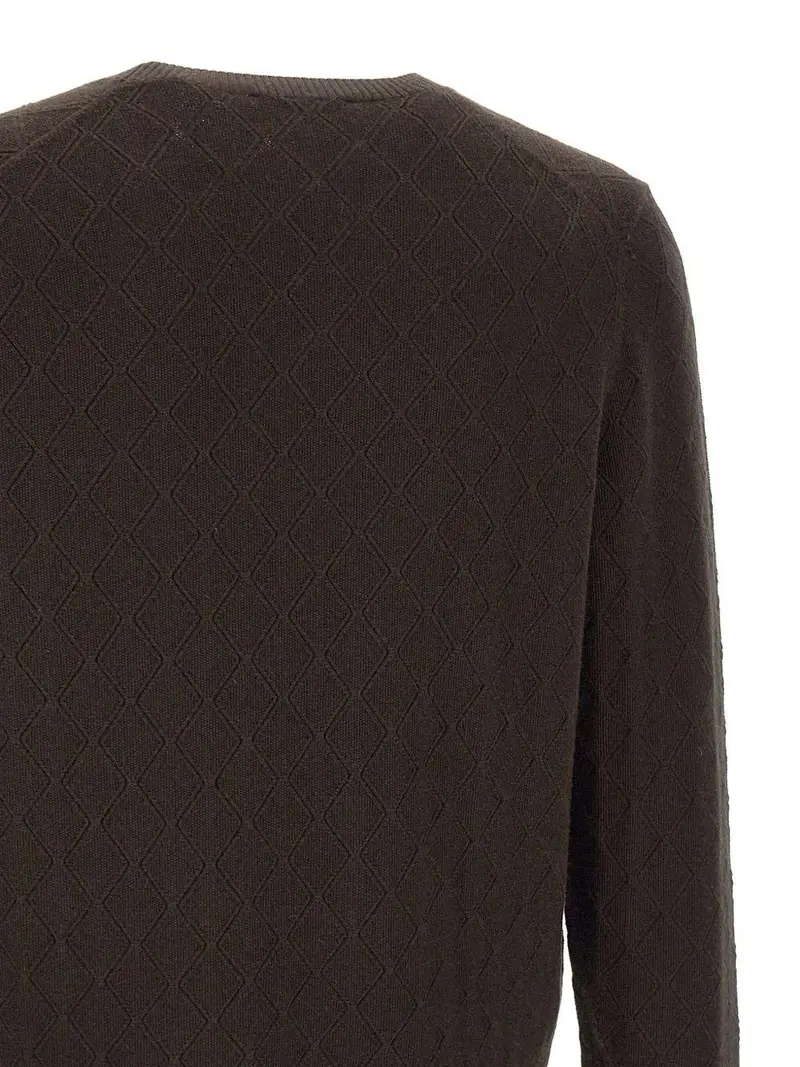 Maglione marrone con motivo a rombi Marrone scuro miniatura 2