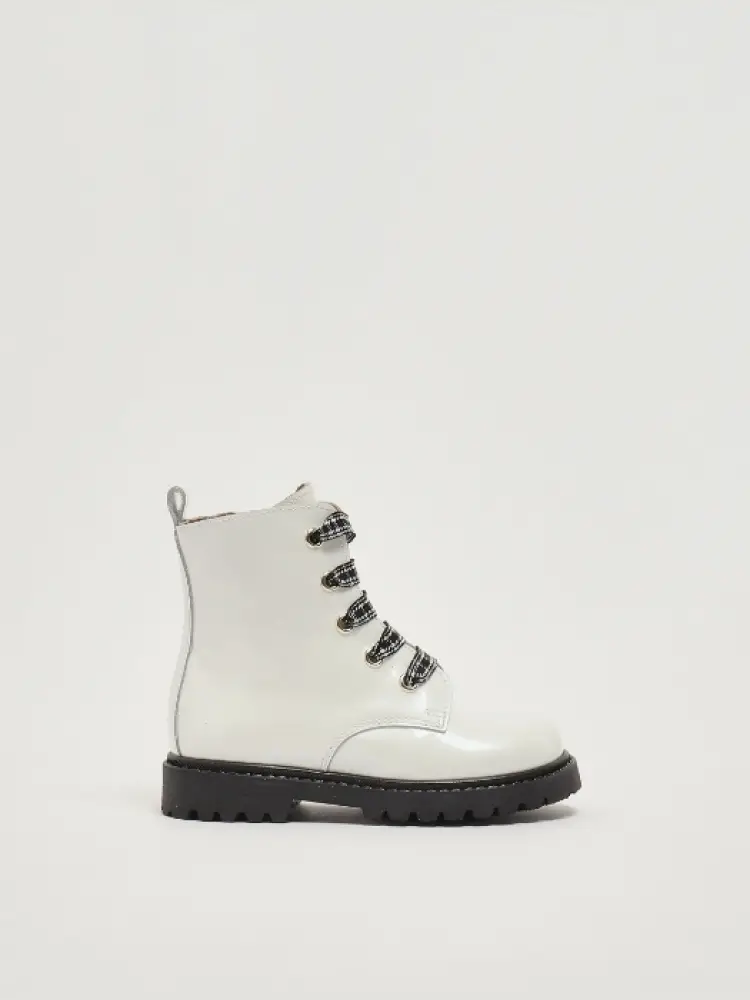 anfibio infant/kids in pelle verniciata bianca