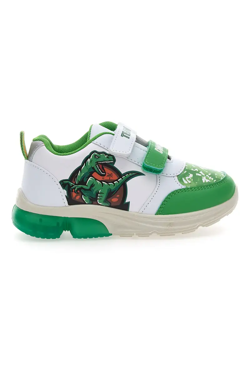 Sneakers Bianche e Verdi Con Luci Dinosauro 7240 [BIANCO]