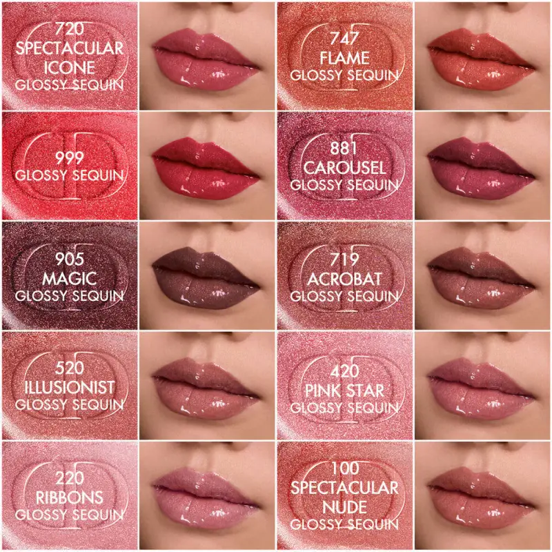 Rossetti Rouge Dior Sequin Liquid Duo - edizione limitata 747 Flame - Gloss, Rossetti miniatura 4