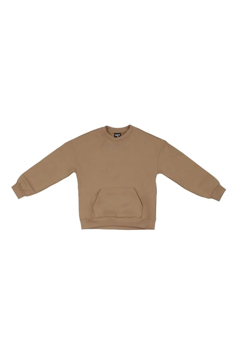 Felpa Bambino DISCLAIMER Brown maglia bimbo over in felpa