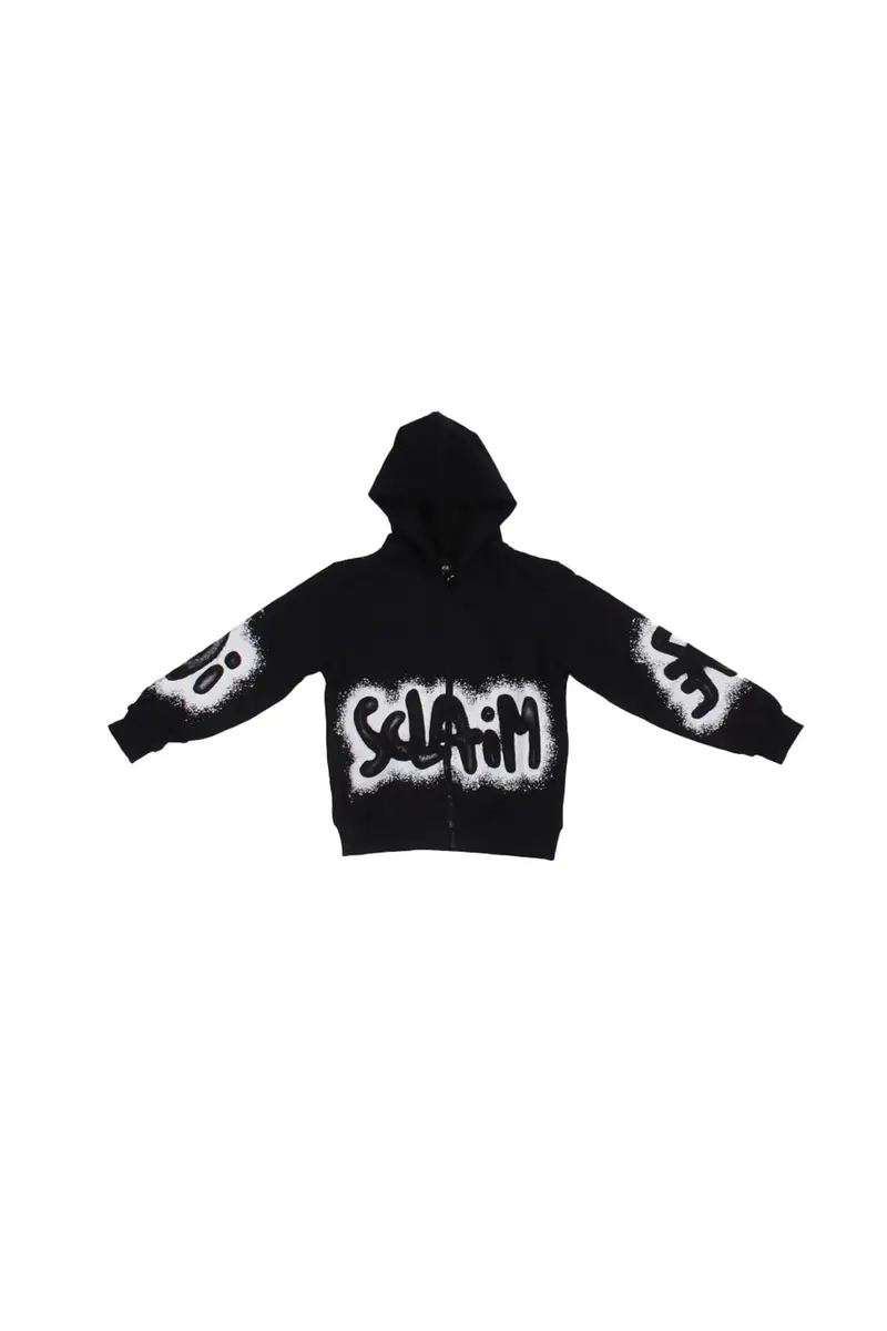 Felpa Bambino DISCLAIMER Nero Maglia bimbo con zip in felpa