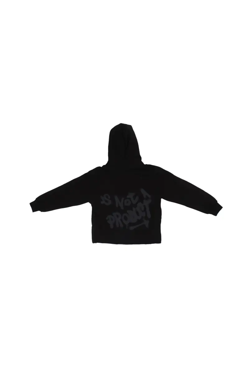 Felpa Bambino DISCLAIMER Nero Maglia bimbo over con cappucci miniatura 2