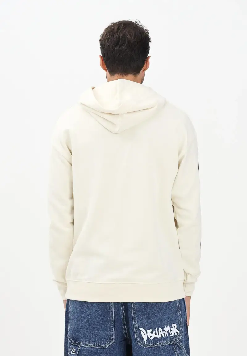 Felpa con cappuccio panna da uomo con stampa miniatura 3