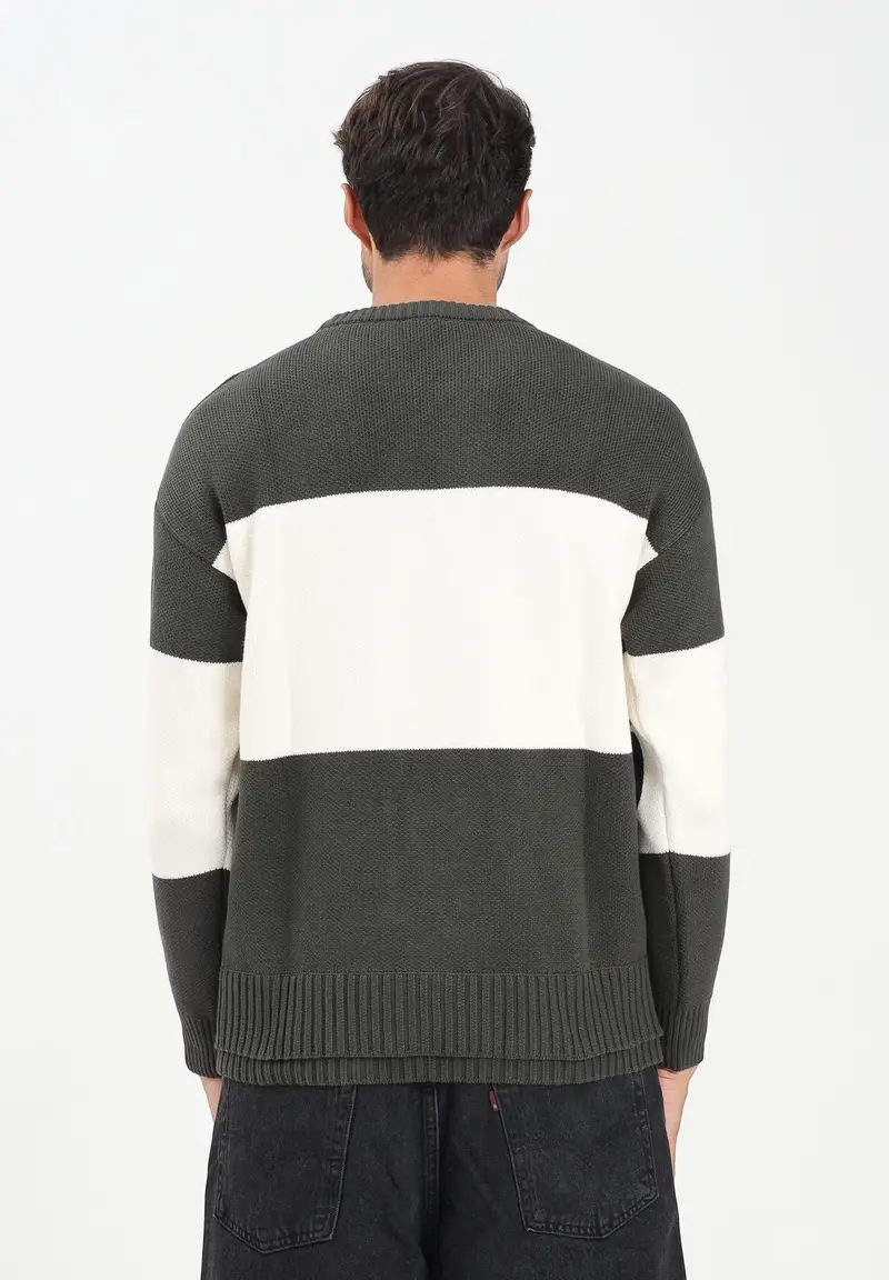 Maglioncino girocollo verde mimetico da uomo con logo miniatura 3