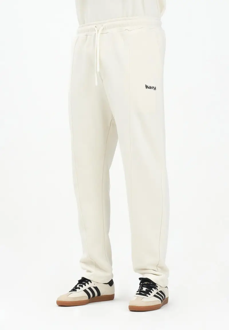 Pantalone sportivo panna da uomo con logo