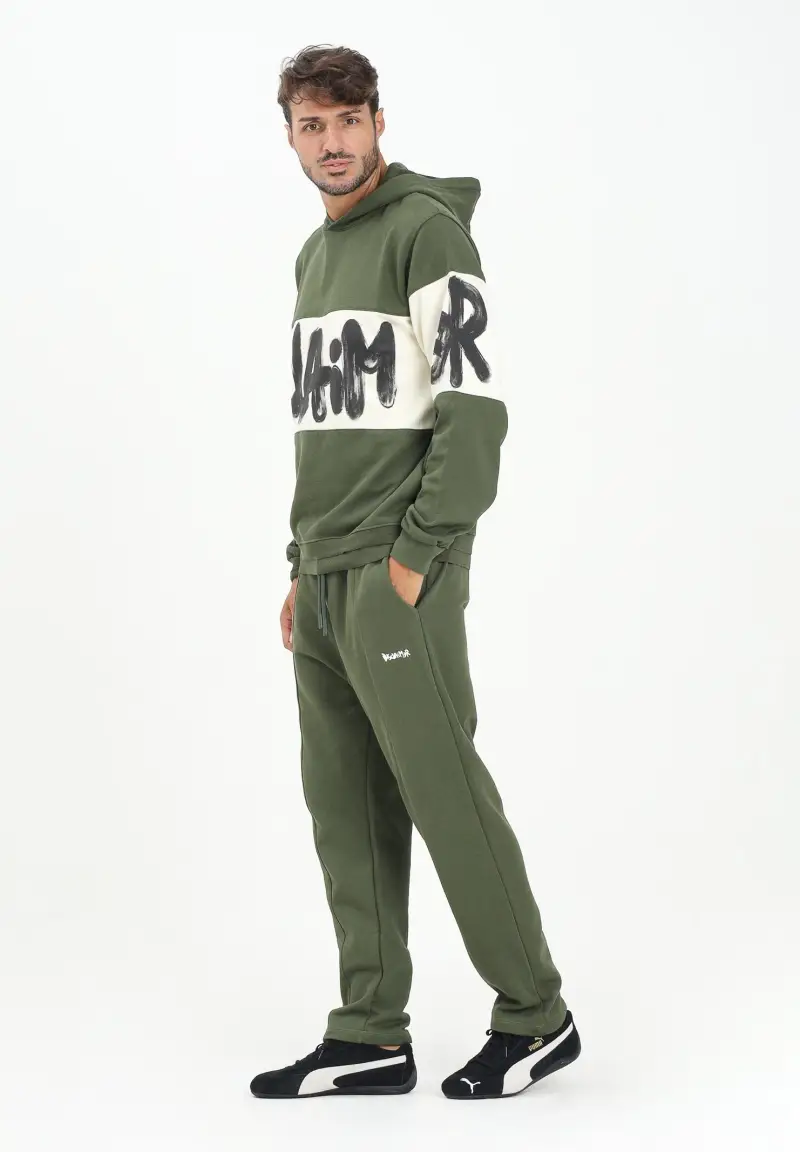 Pantalone sportivo verde da uomo con logo miniatura 2