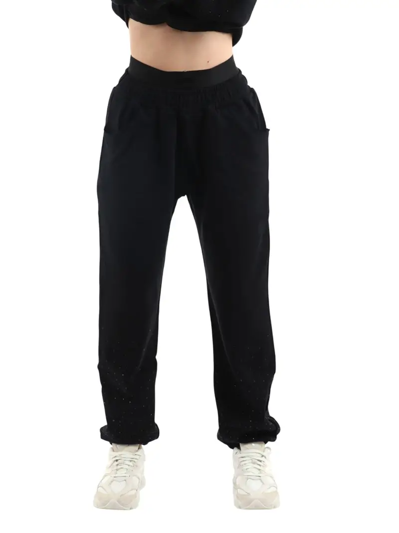 pantalone tuta disclaimer da donna - nero