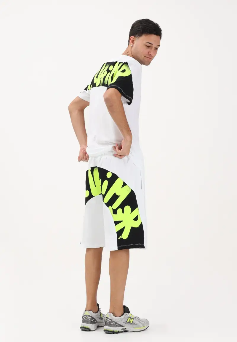 Shorts bianco da uomo con stampa sul retro miniatura 2