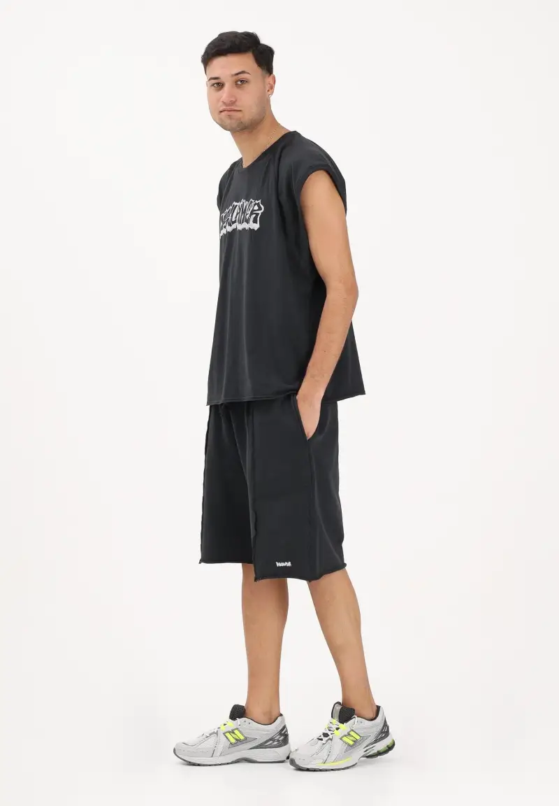 Shorts sportivo grigio da uomo con logo miniatura 2