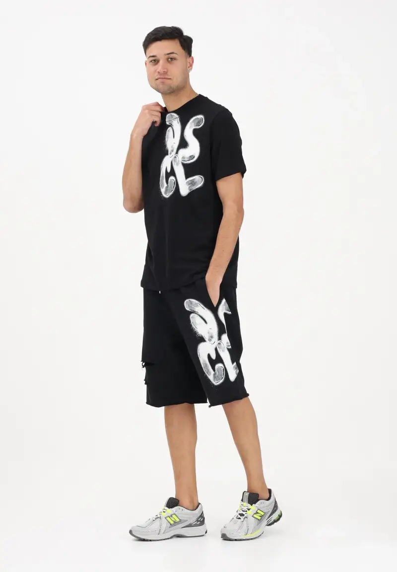 Shorts sportivo nero da uomo con logo miniatura 2