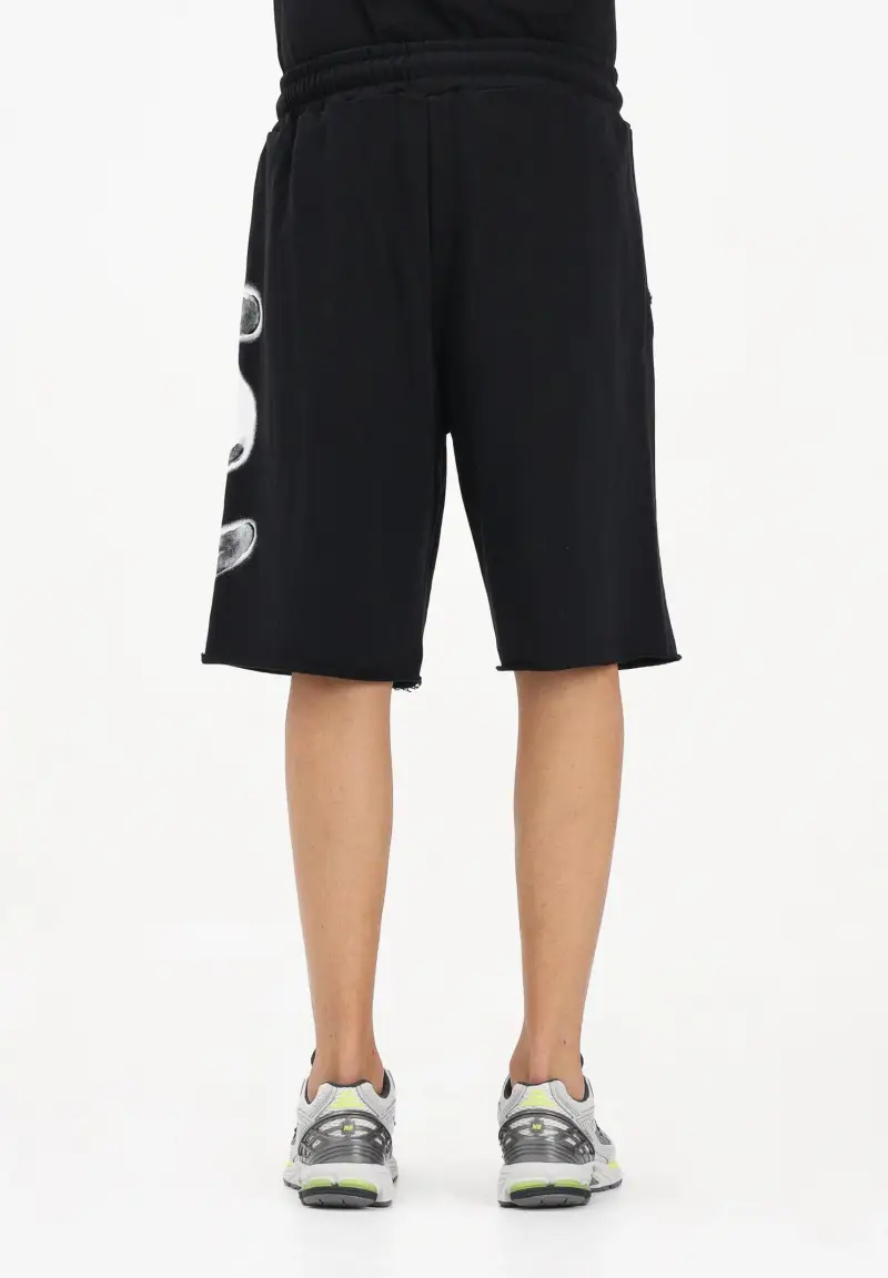 Shorts sportivo nero da uomo con logo miniatura 3