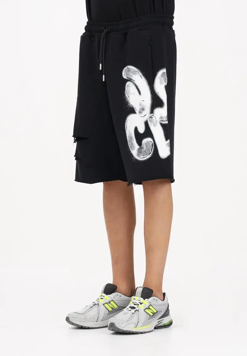 Shorts sportivo nero da uomo con logo