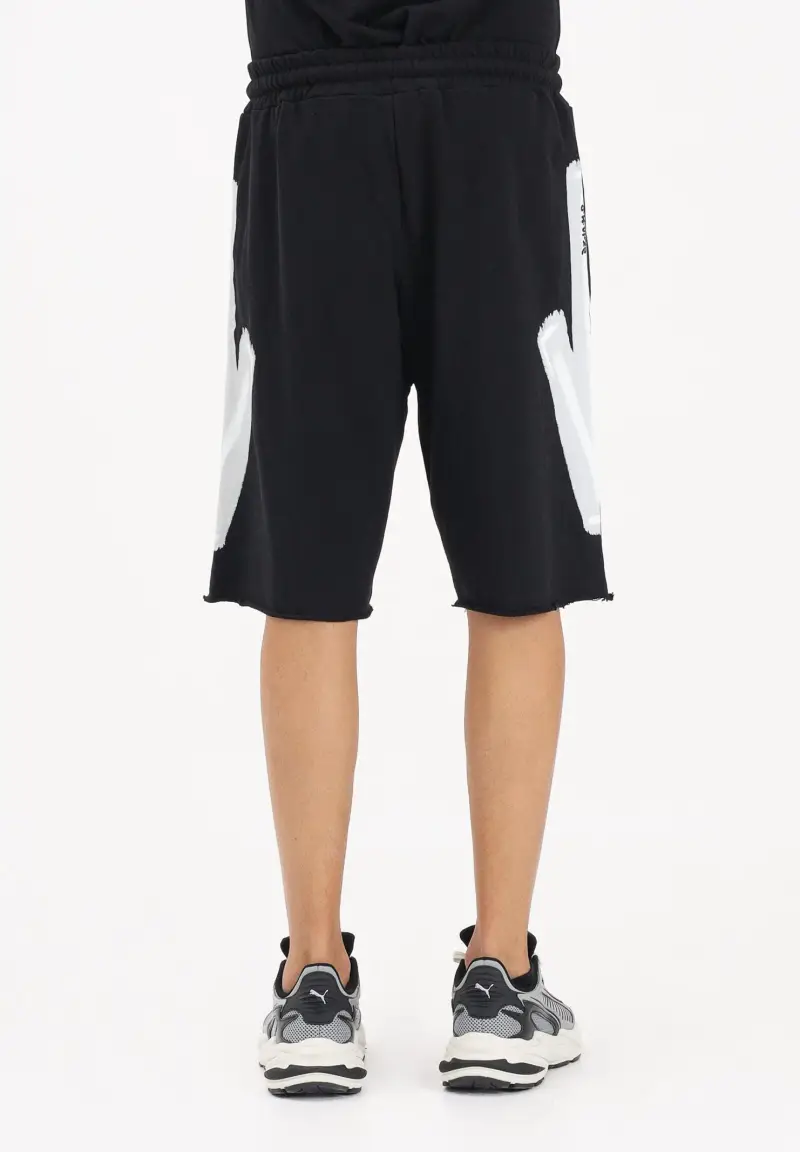 Shorts sportivo nero da uomo con stampa frecce miniatura 3