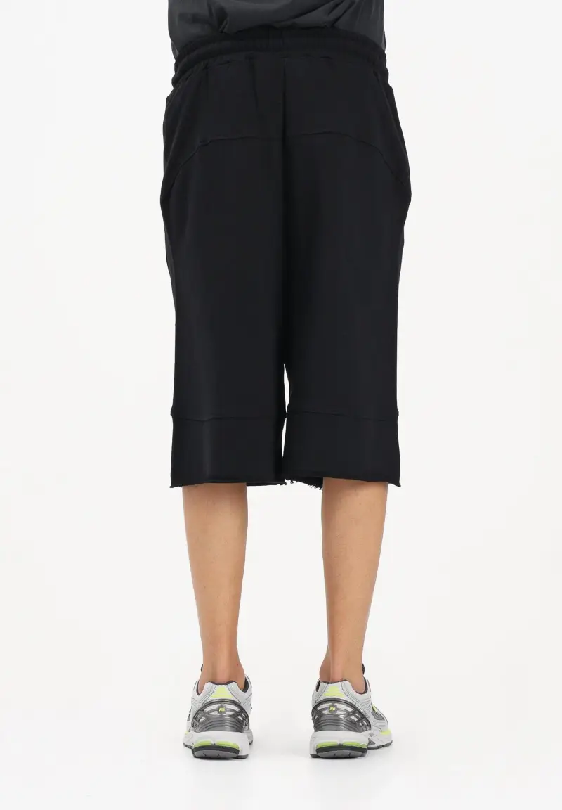 Shorts sportivo nero da uomo con stampa logo miniatura 3