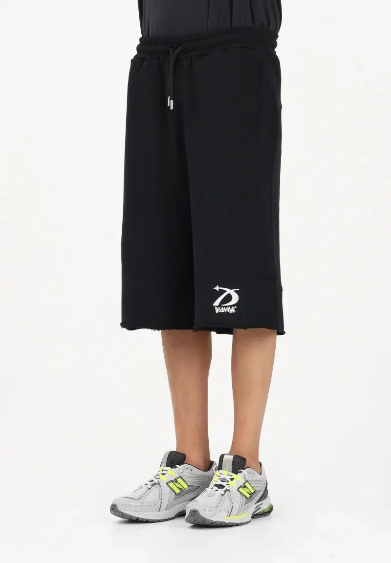 Shorts sportivo nero da uomo con stampa logo