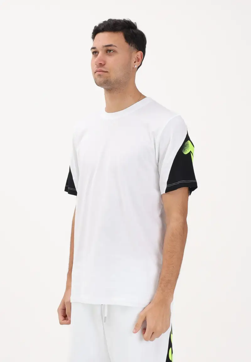 T-shirt a manica corta bianca da uomo con stampa logo sul retro