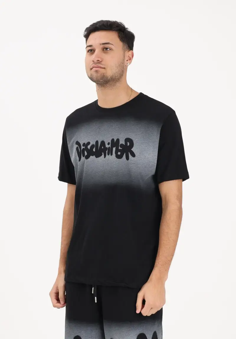 T-shirt a manica corta nera da uomo con stampa logo in stile graffiti