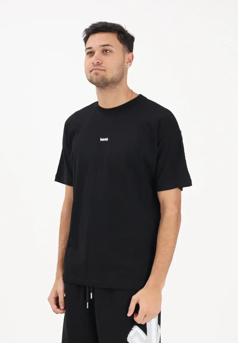 T-shirt a manica corta nera da uomo con stampa logo