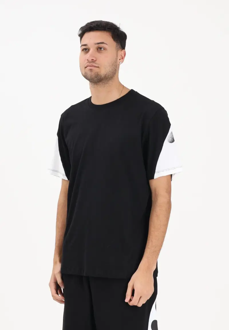 T-shirt a manica corta nera da uomo con stampa logo sul retro
