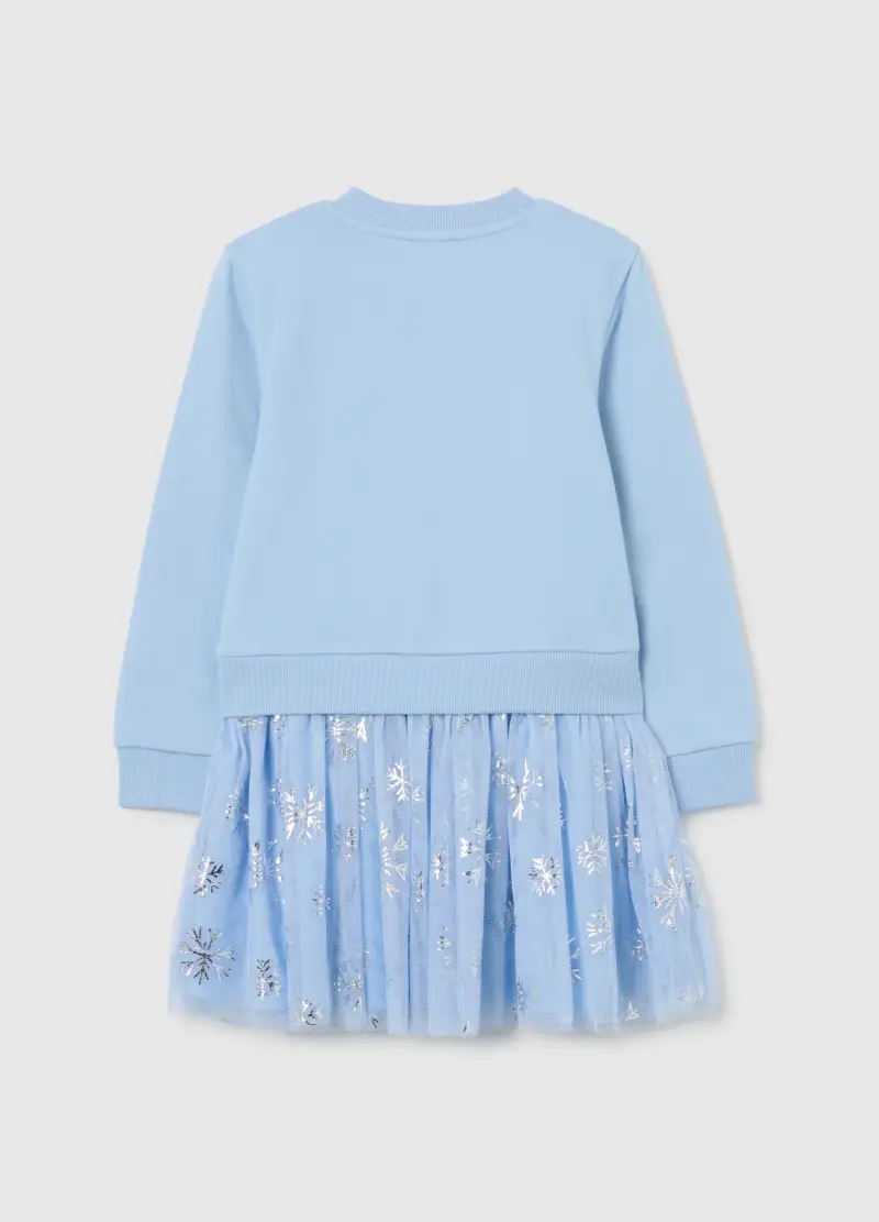 Abito Azzurro Da Bambina In Misto Cotone Regular Fit Con Tulle Disney, Azzurro miniatura 2