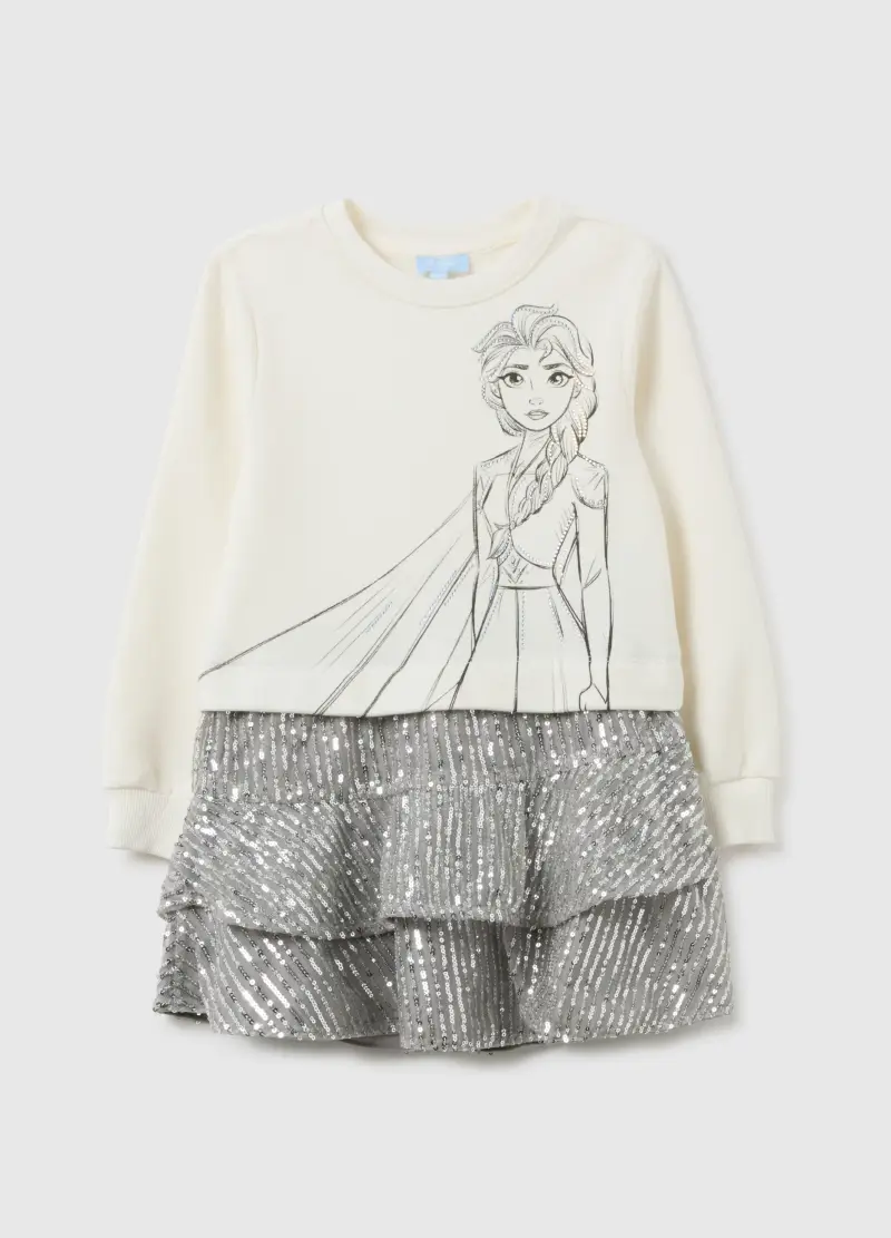 Abito Multicolor Da Bambina In Misto Cotone Regular Fit Con Balze, Multicolor