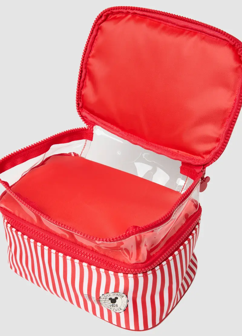 Beauty Case A Righe Multicolor Con Manici Robusti, Donna, Multicolor miniatura 3