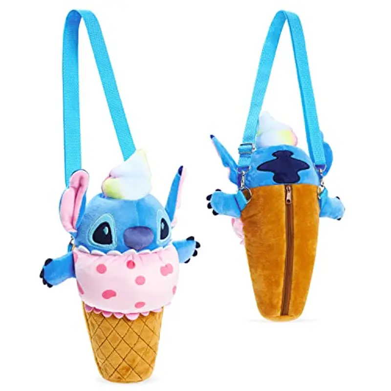 Disney Borsetta Bambina - Stitch Minnie Borsa Tracolla a Peluche 3D Borsa Bambina Ragazza Stitch Gadget Regalo Compleanno Comunione (Stitch gelato)